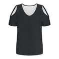 thumbnail image 6 of RYRJJ Womens Tops Trendy Cold Shoulder Short Sleeve V Neck Tee Shirts Summer Dressy Casual Eyelet Blouse(Black,M), 6 of 7