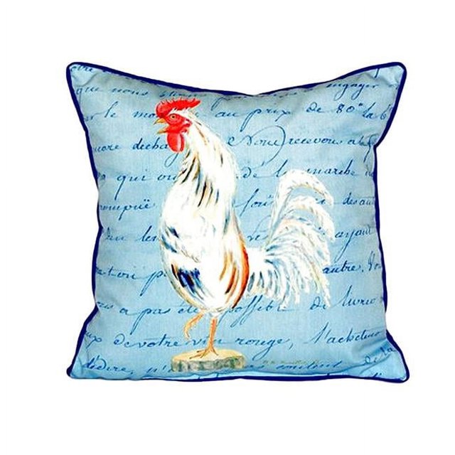 Betsy Drake SN133B 12 x 12 Po Coq Blanc Script Petit Oreiller Intérieur et Extérieur