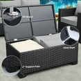 thumbnail image 4 of Patio Coffee Table with Storage Wicker Outdoor Coffee Table and All-Weather Wicker Side Table with Waterproof Cover, Black, 4 of 7