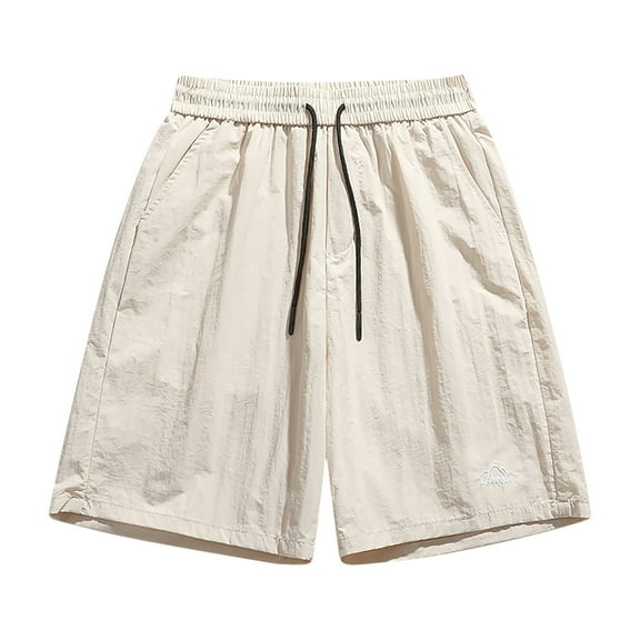 Plus Size Sweat Pants for Men Summer Solid Color Ice Silk Beach Shorts Casual Sports Five Quarter Pants with Pockets, S-5XL