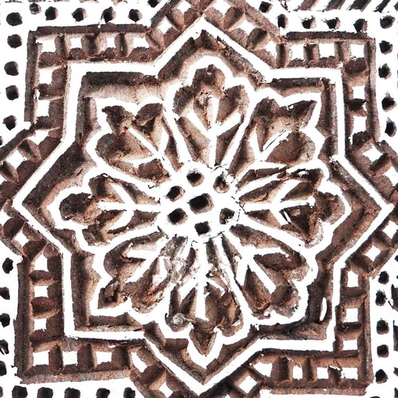Square Shape Wooden Block Floral Print Printing Textile Stamp On Apparel Fabric