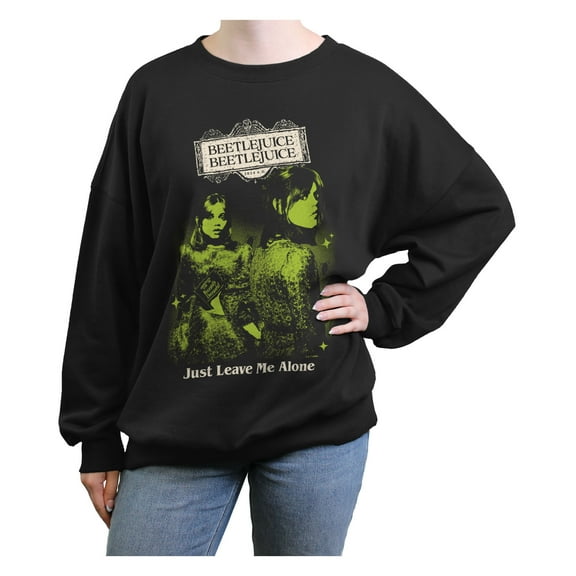 Junior's Beetlejuice Beetlejuice Retro Astrid Just Leave Me Alone Logo  Sweatshirt