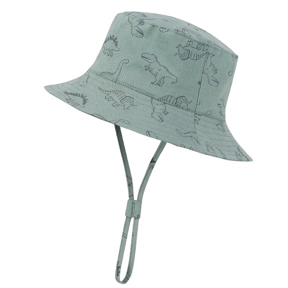 Zando Beach Baby Sun Hat UPF 50  Sun Protection Wide Brim Summer Baby Boy Bucket Hats Cute Toddler Sun Hats for Boy Seaweed Blue Dinosaur M