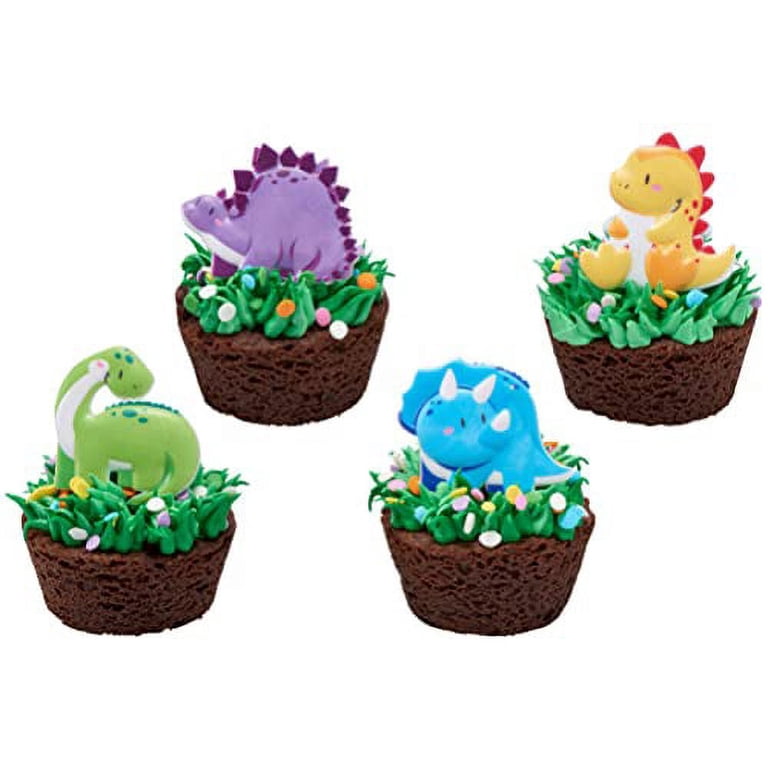 Décorations Dinosaures Pour Gâteau Et Cupcakes - Set Avec T-Rex, Oeuf, Volcan - Pour Fête D'anniversaire Enfant