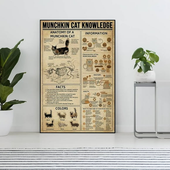 MoritanX Unframed Munchkin Cat Knowledge Poster, Munchkin Cat Lover Gift, All About Munchkin Cat, Poster, Home , Education