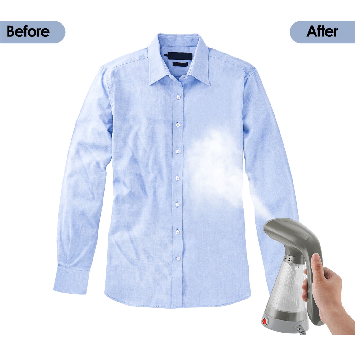 True & Tidy Tidy Portable Lightweight Powerful Stainless Handheld Garment Steamer, Gray