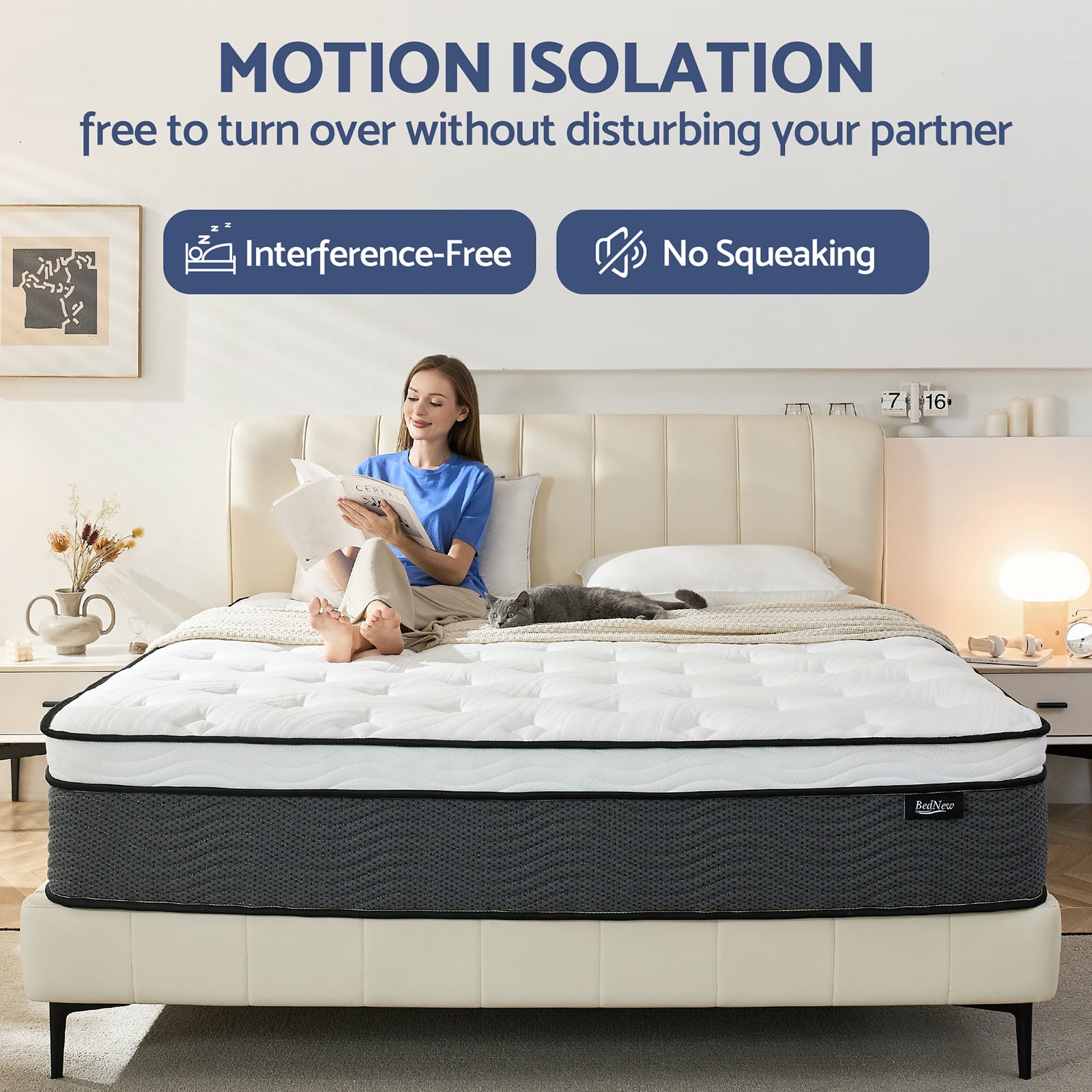 King Mattress, BedNew 12 inch Hybrid Gel Memory Foam Mattress in a Box, Medium Firm, Fiberglass Free