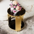 thumbnail image 3 of GZXS 19.8" Round Glass End Table with Gold Metal Legs and Storage Shelf, Chic Accent Side Table for Small Spaces, Black, 3 of 9