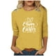 thumbnail image 1 of Mujeres 3/4 Manga Tops Impresión Casual Cuello Redondo Camiseta Top Blusa, Poliéster Toda la Temporada, 1 of 4