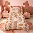thumbnail image 2 of meiyoeat meiyoeat Initial Alphabet D Twin Duvet Cover,Kawaii Animal Capybara Twin Bedding,Pink Reversible,2 Pieces,1 Duvet Cover and 1 Pillowcase, 2 of 6