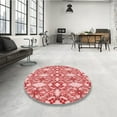 thumbnail image 4 of Ahgly Company Machine Washable Indoor Round Transitional Pastel Pink Area Rugs, 5' Round, 4 of 7
