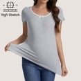 thumbnail image 2 of Casual Ribbed Scoop Neck Short Sleeve Maternity Top, 2 of 8