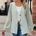 thumbnail image 5 of Lindreshi Winter Coats for Women 2023 Trendy Women鈥檚 and Winter Sleeve Solid Color Loose Button Lace Patchwork Cardigan Top, 5 of 5