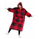 thumbnail image 4 of Sudadera con capucha KFUBUO Long Sherpa para adulto a cuadros rojos, 4 of 6