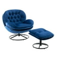 thumbnail image 5 of Guyou Swivel Accent Chair with Ottoman Set, Velvet Lounge Chair with Footrest, 360 Degree Swiveling Single Sofa Chair, Fluffy Reading Chair Armchair for Living Room Bedroom, Blue, 5 of 15