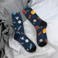 thumbnail image 5 of Hirioo Space Cartoon Pattern Adult Middle Tube Socks Breathable Sock Non-Pilling,Contrasting Color Design, 5 of 6