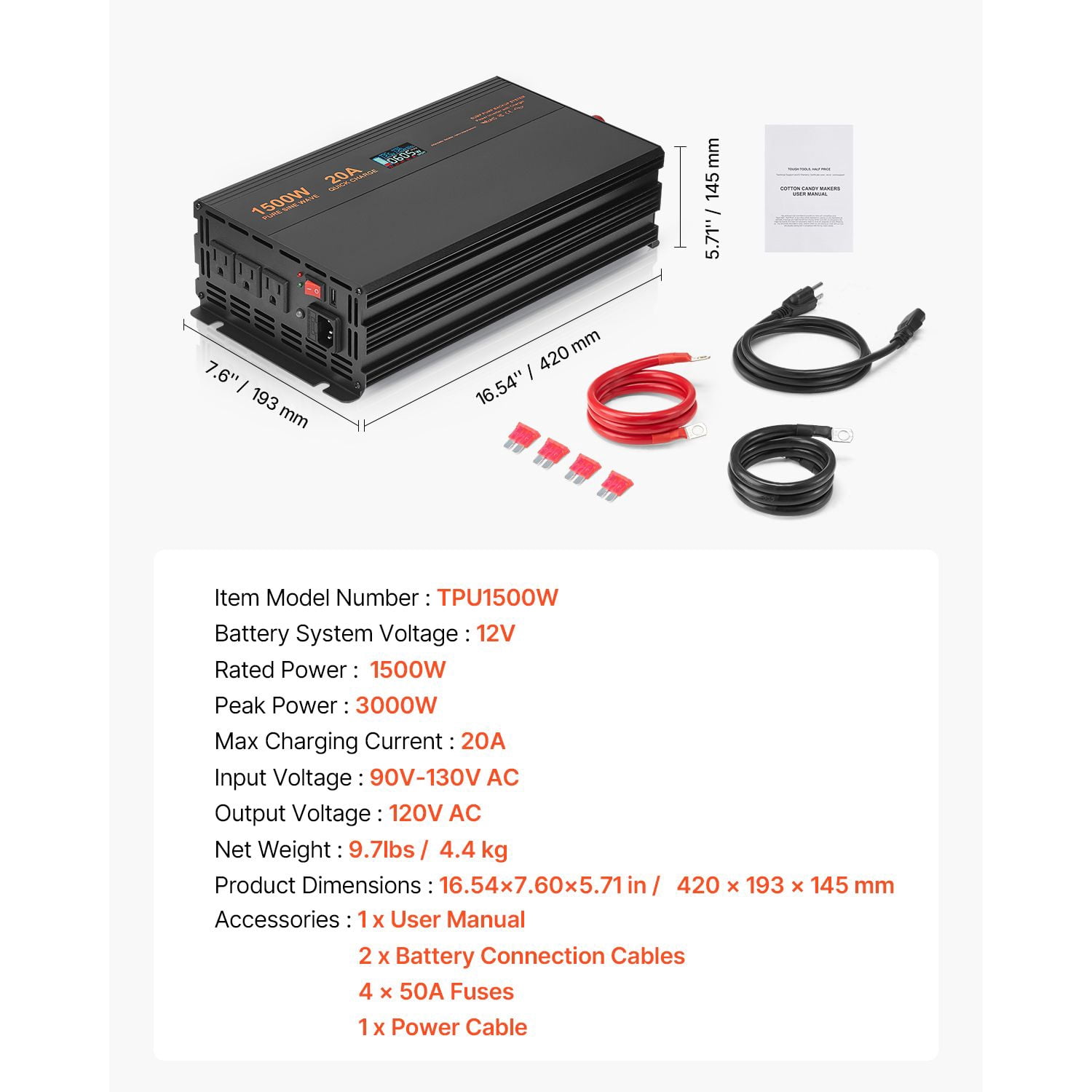 1500W Sump Pump Battery Backup System with LCD Display - Automatic Switch to Battery Power During Outages, 1200GPH High Capacity Water Removal for Basement Flood Protection