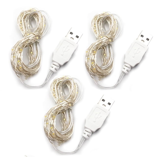 Luces de Cadena BQZYX+ con Alimentación USB, Multicolor, 2 m, Paquete de 3