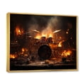 thumbnail image 2 of Designart "Fiery Rhythms Orange Black Fire Drum Tools II" Music Floater Framed Canvas Print, 2 of 7
