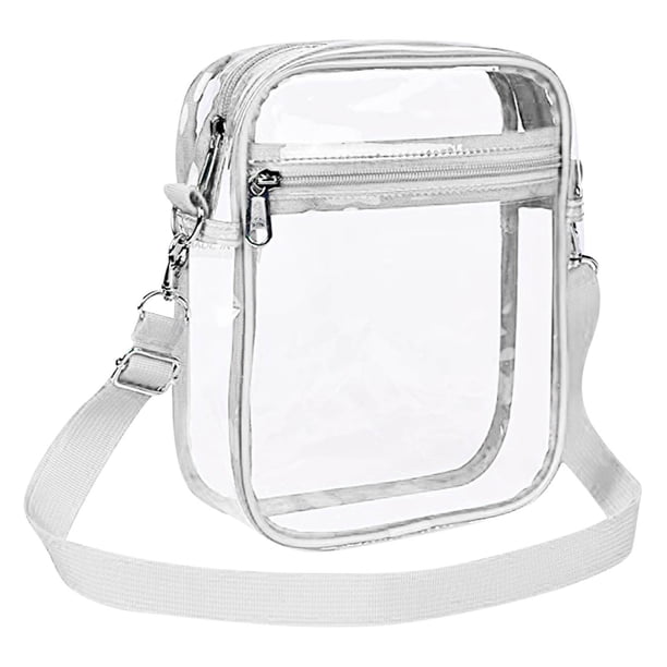 Bolso bandolera transparente aprobado para estadios, bolso de mano transparente pequeño para conciertos, eventos deportivos y festivales.