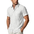 thumbnail image 4 of Men's Linen Short Sleeve Casual Shirt - Loose Fit Hawaiian Button Down, 4 of 6
