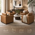 thumbnail image 4 of CHITA Swivel Accent Chairs for Living Room, Comfortable Arm Chairs for Bedroom,Faux Leather in Saddle Brown, 4 of 13