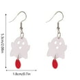 thumbnail image 2 of Halloween Earrings Acrylic Dangle Earrings Ghost Pumpkin Bat Earrings Halloween Theme Accessories(A Pair of Cute Ghost), 2 of 3