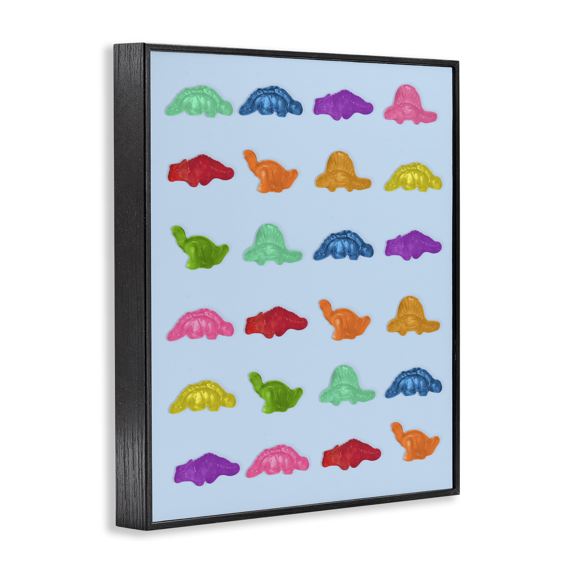 Stupell Industries Colorful Dinosaur Gummies Black Framed Giclee Art, design by LISH Creative