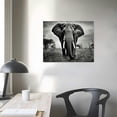 thumbnail image 3 of Leisuo Elephant Black &amp; White Wall Art - Rustic Canvas Painting - African Animal Picture - Natural Artwork for Bathroom &amp; Bedroom Decor 20x16/16x12", 3 of 4