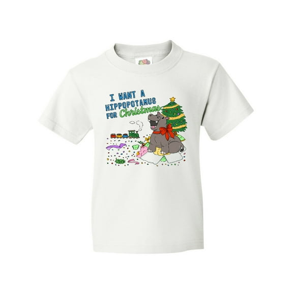 Inktastic I Want a Hippopotamus for Christmas Youth T-Shirt