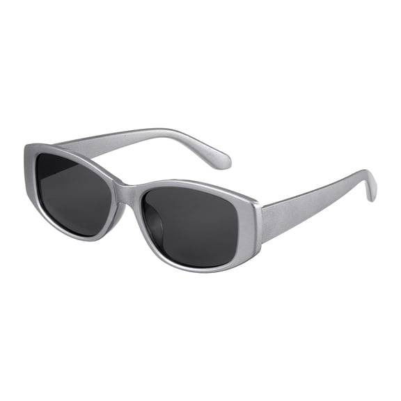 Uxcell Square Polarized Sunglasses Trendy Oval Sun Glasses for Women and Men, Silver(Gray Lens)
