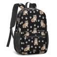 thumbnail image 2 of Bulldog and Dog Paw Print Black Pattern 17" School Backpacks for Teens,Waterproof Oxford Fabric,S-Shape Padded Straps for School,Travel,Hiking,Camping, 2 of 6