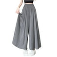 thumbnail image 2 of BinBiL Ladies' Solid Color Versatile High Waist Wide Leg Pants Skirt Pants Gray L(L), 2 of 3