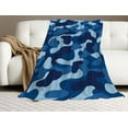thumbnail image 3 of Dark Blue Camo Decor Design Soft Throw Blanket,Vivid Military Camouflage Flannel Blanket Gifts for Kids Boys Girls Men Women Camping Traveling Couch Bed 60" X 80", 3 of 6