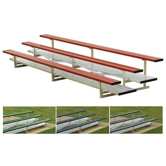 SSN BNB0321CG Portable Aluminum Bleacher with 3 Row & 42 Seat, Forest Green