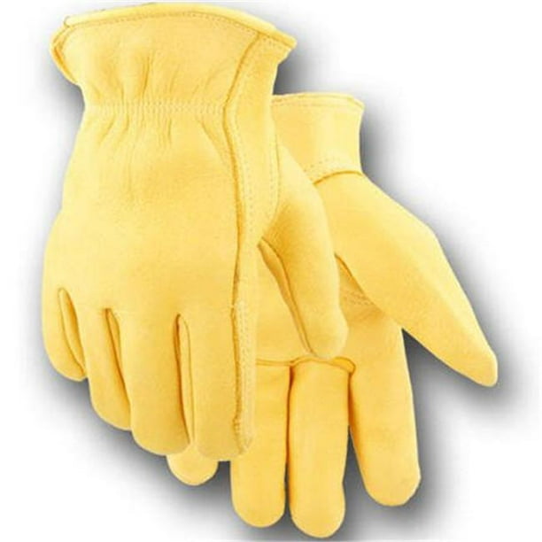 Jackson Safety Mens Elkskin Heavy Weight Work Glove, Yellow Medium