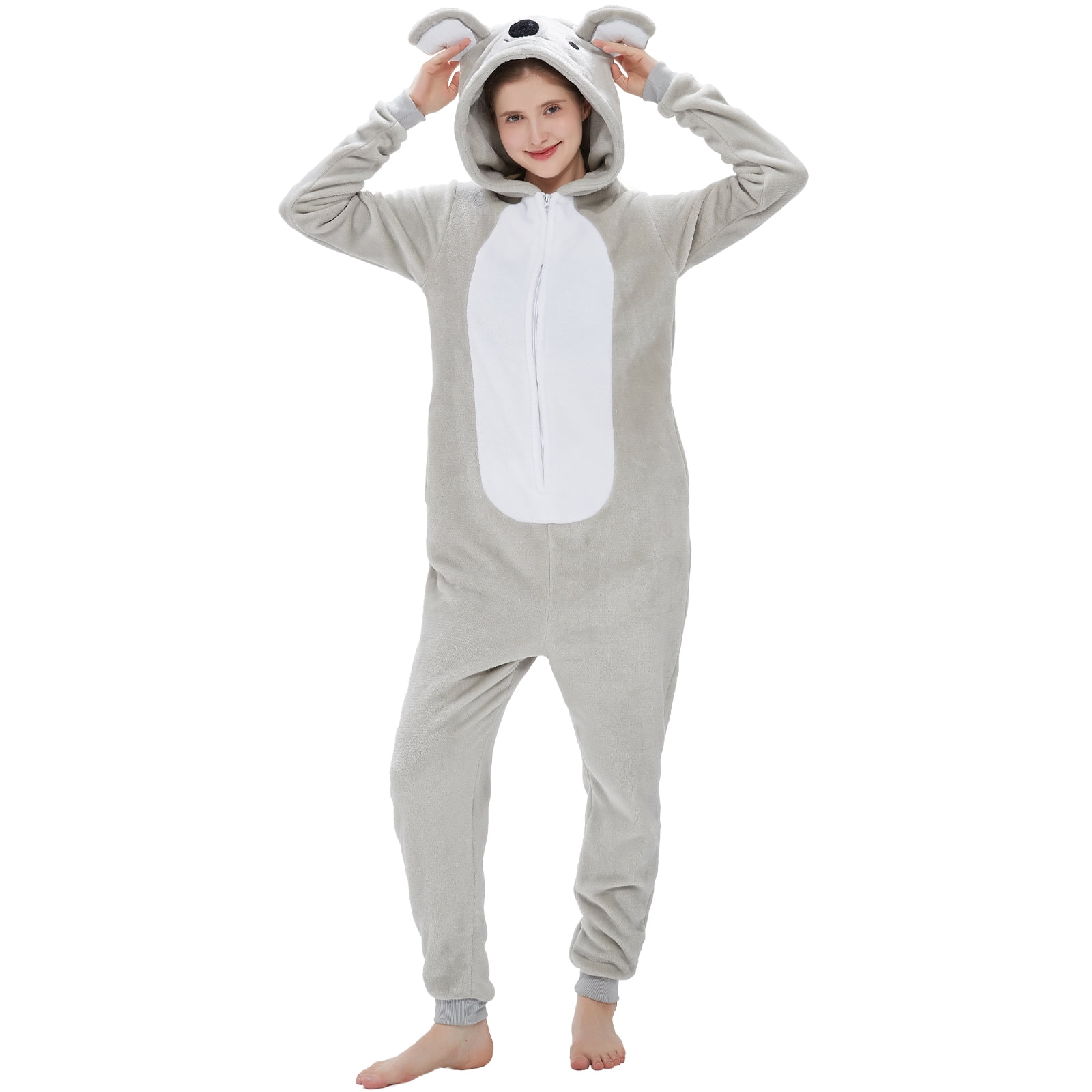 SWEETXIN Adult Halloween One-Piece Pajamas Koala Cosplay Costume Suit for Women and Men SizeXL