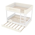 thumbnail image 5 of Newest Queen Size Wooden Bunk Bed with Trundle and Built-in Bookshelf, White and Beige, 5 of 13