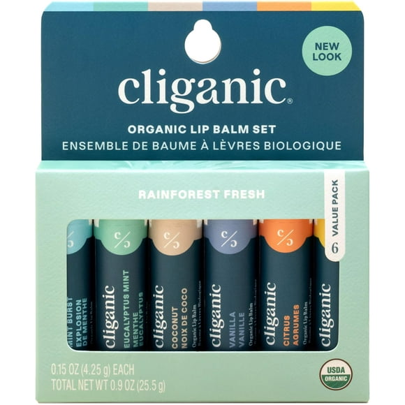 Set de bálsamo labial Cliganic USDA Organic, 6 sabores, 100% natural Cliganic Cliganic