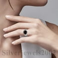 thumbnail image 3 of Black Onyx Ring Sterling Silver Ring Gemstone Ring Statement Ring for Women, 3 of 6