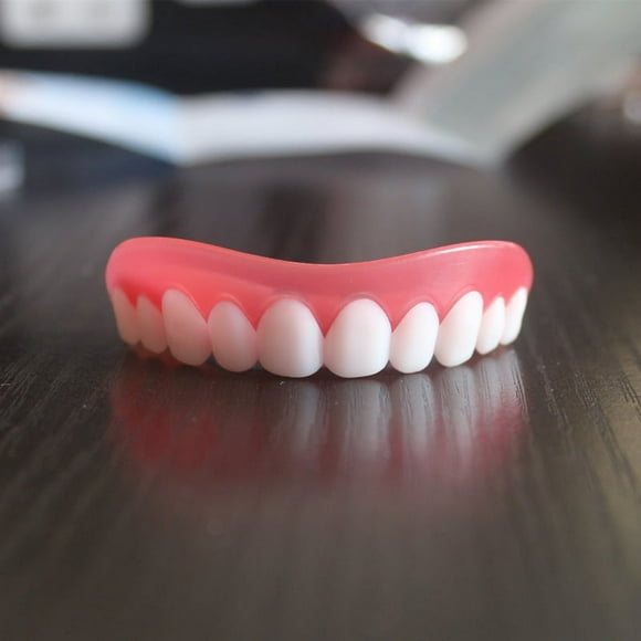 6 Instant Veneer Dentures Comfortable Upper Smile Teeth White Cosmetic Teeth Temporary False Teeth Flexible Teeth Filler Kit to Cover Missing Teeth