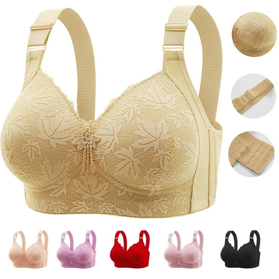 Admvng Bras for Women No Underwire Sexy Comfortable Breathable Large Size Adjustable Sexy Lace Bra with Side Folding Beautiful Back Bra Adjustable Shoulder Straps M-4XL