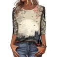 thumbnail image 2 of Halloween Shirts for Women Crew Neck Trendy Casual Tops Funny 3/4 Sleeve Halloween Graphic T Shirts Festival Gray 4XL, 2 of 4