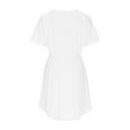 thumbnail image 6 of NXMZXB Womens Spring Summer Dresses 2025 Casual Solid Color Tunic Dress Short Sleeve Button V Neck Flowy Swing Mini Shift Dress with Pockets White M, 6 of 10