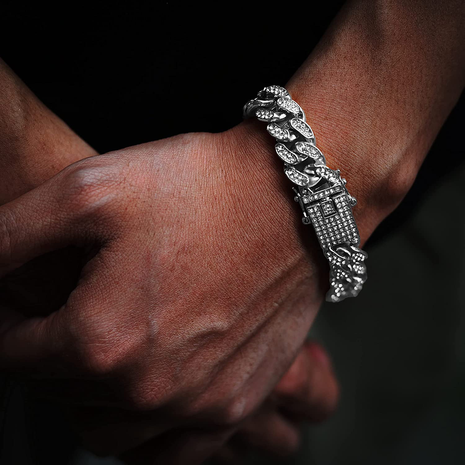 Iced Out Cuban Link Bracelet- Silver – Marianela's Exclusive Shop