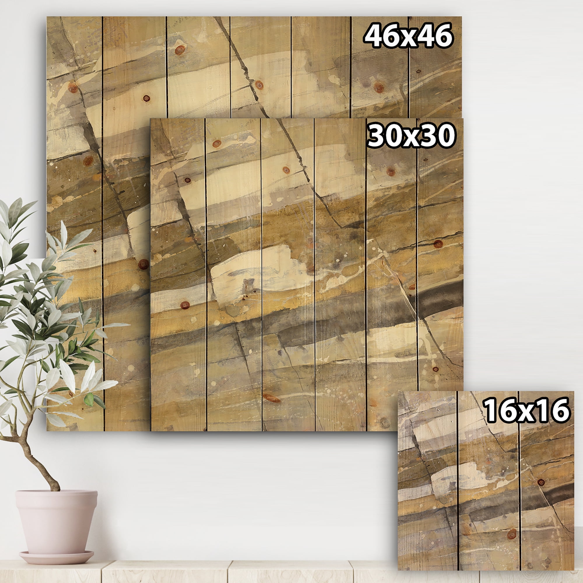 Designart 'Ice and Fire Minerals V' Modern & Contemporary Print on Natural Pine Wood