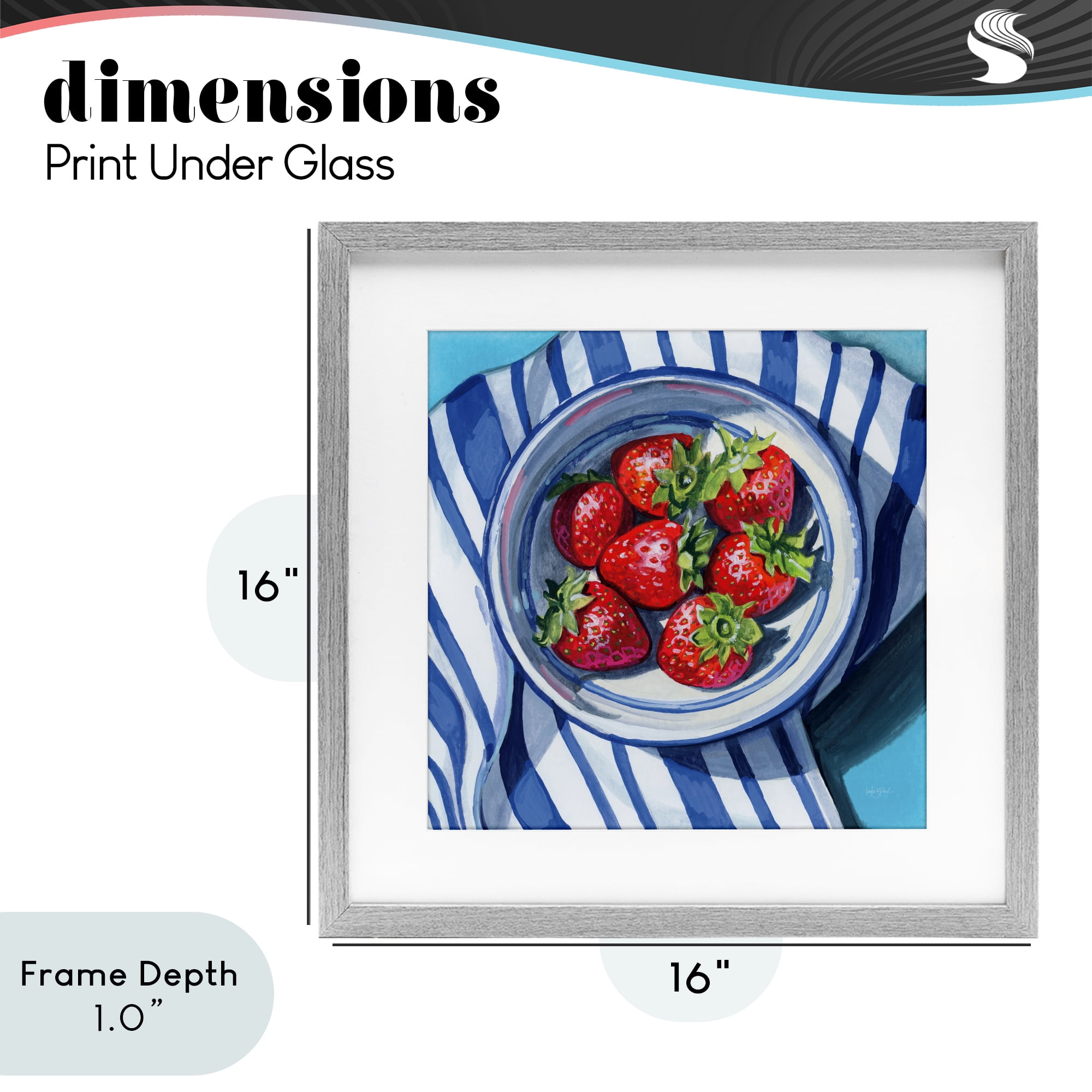 Stupell Industries Fresh Picked Kitchen Strawberries Gray Framed Print Under Glass, design by Kate Jarvik Birch