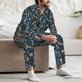 thumbnail image 7 of Daiia Playful Foxes Forest Blues for Men's Long-Sleeved Pajama Set – Soft & Comfortable Sleepwear Button-Up Pajamas Cozy Lounge Wear-Medium, 7 of 7