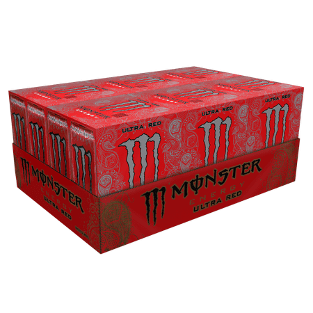 (24 Cans) Monster Energy Drink, Ultra Red, 16 Fl