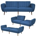 thumbnail image 3 of Resenkos Loveseat Sofa, Modern Couch, Convertible Futon Sofa Bed Adjustable Couch Sleeper with Wood Legs-Navy, 3 of 9